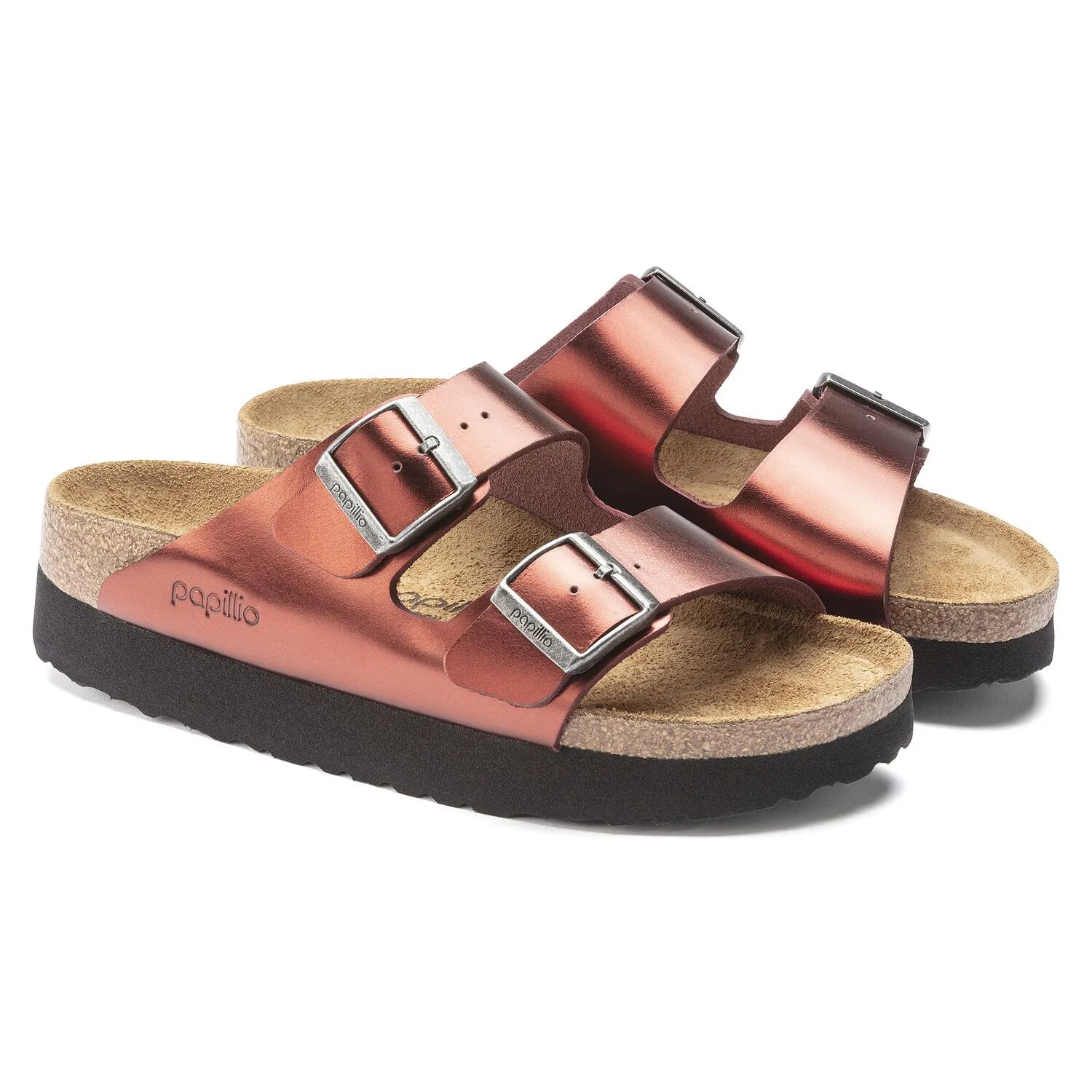 Birkenstock Women's Arizona Platform Leather Metallic Dark Tourmaline Sandals sold by Zulily product image thumbnail 3