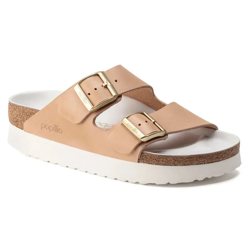 Birkenstock Women's Arizona Platform Leather Nude Sandals sold by Zulily