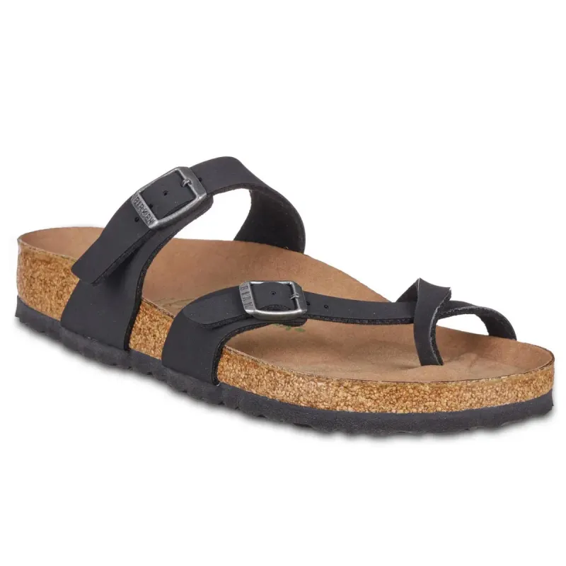 Birkenstock Women's Mayari Vegan Birkibuc Black Sandals sold by Zulily