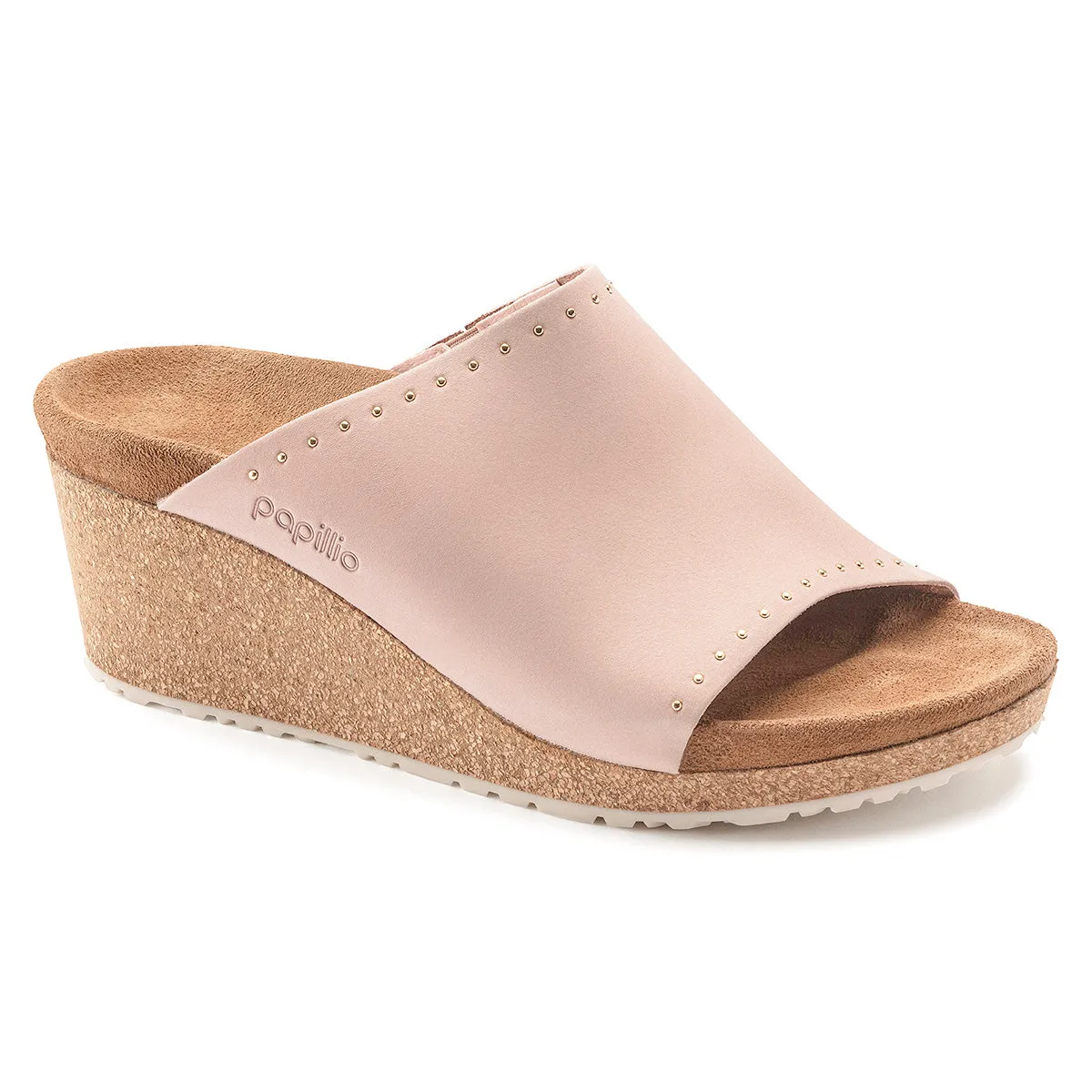 Birkenstock Women's Namica Papillio Rivets Nubuck Leather Wedge Soft Pink Sandals sold by Zulily