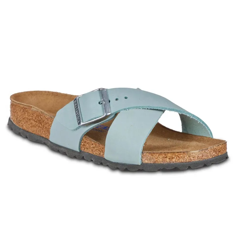 Birkenstock Women's Siena Soft Footbed Nubuck Faded Aqua Sandals sold by Zulily
