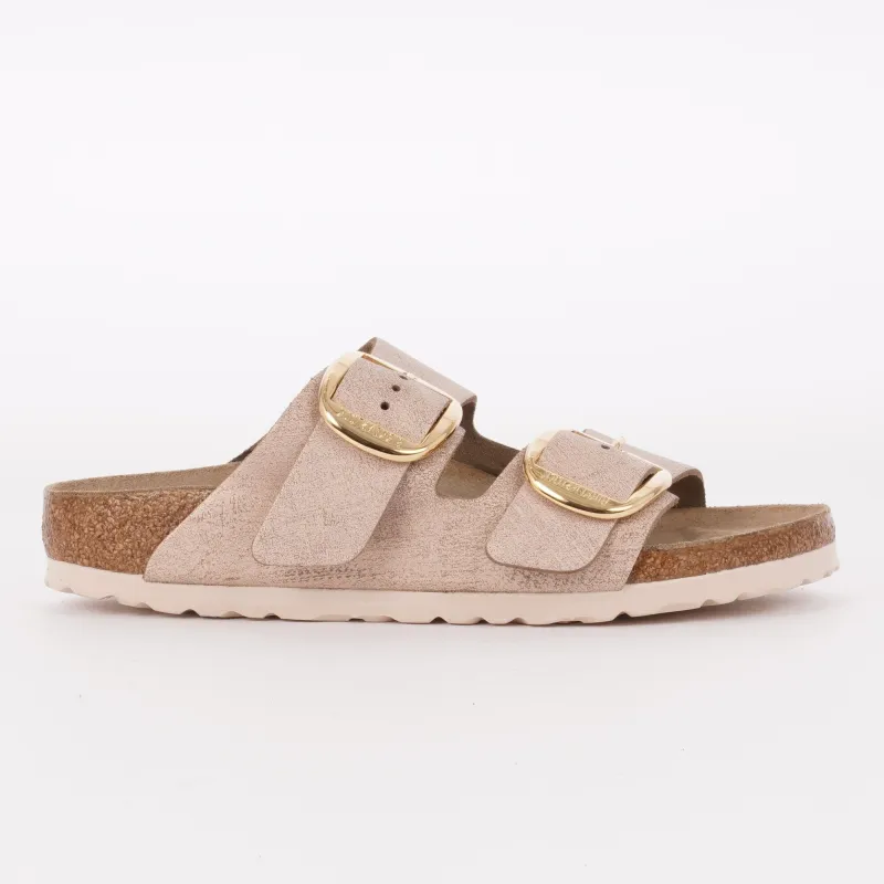Birkenstock Arizona Big Buckle Leather Washed Metallic Rose Gold Sandals sold by Zulily
