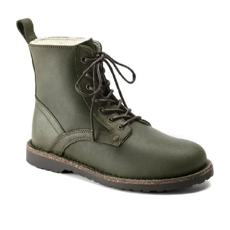 Birkenstock Women's Bryson Shearling Oiled Nubuck Leather Hunter Green Boots made by Birkenstock