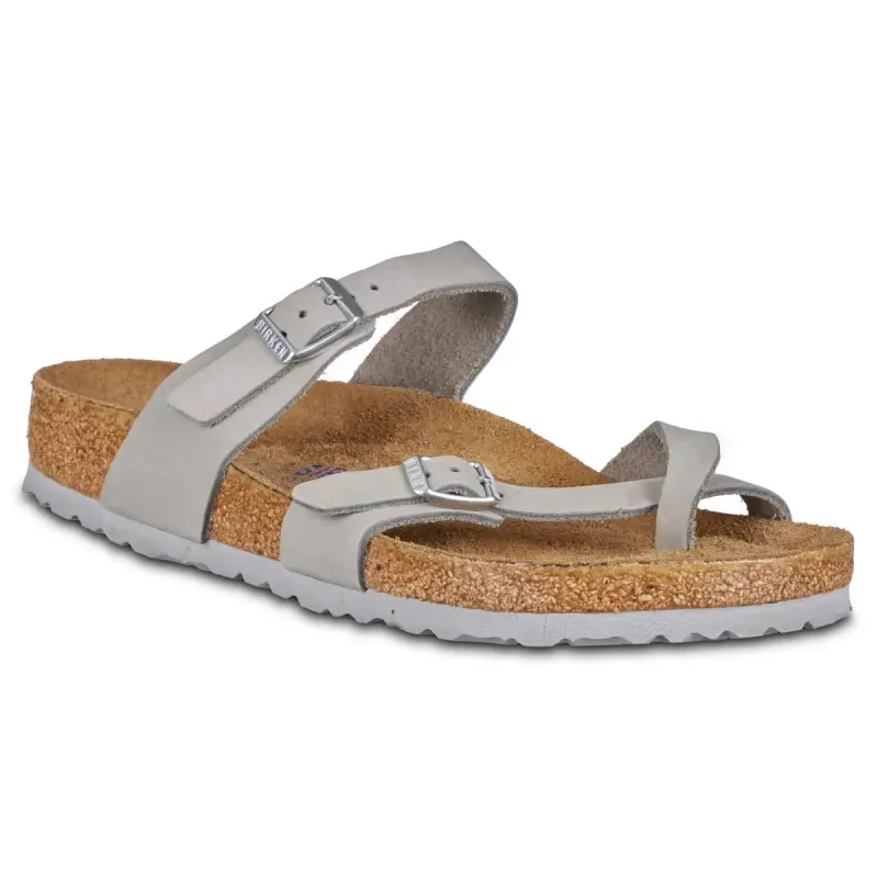 Birkenstock Women's Mayari Soft Footbed Nubuck Leather Dove Grey Sandals sold by Zulily