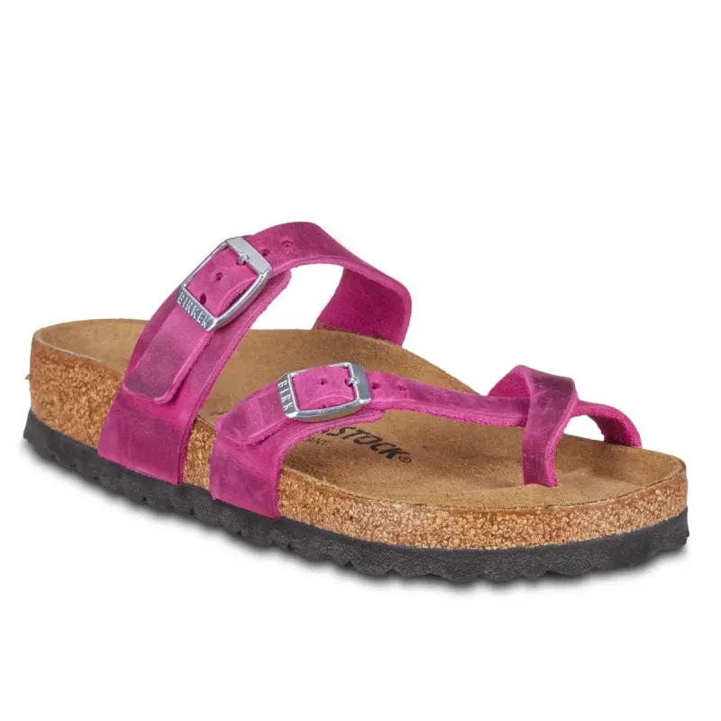 Birkenstock Women's Mayari Oiled Leather Festival Fuchsia Sandals sold by Zulily