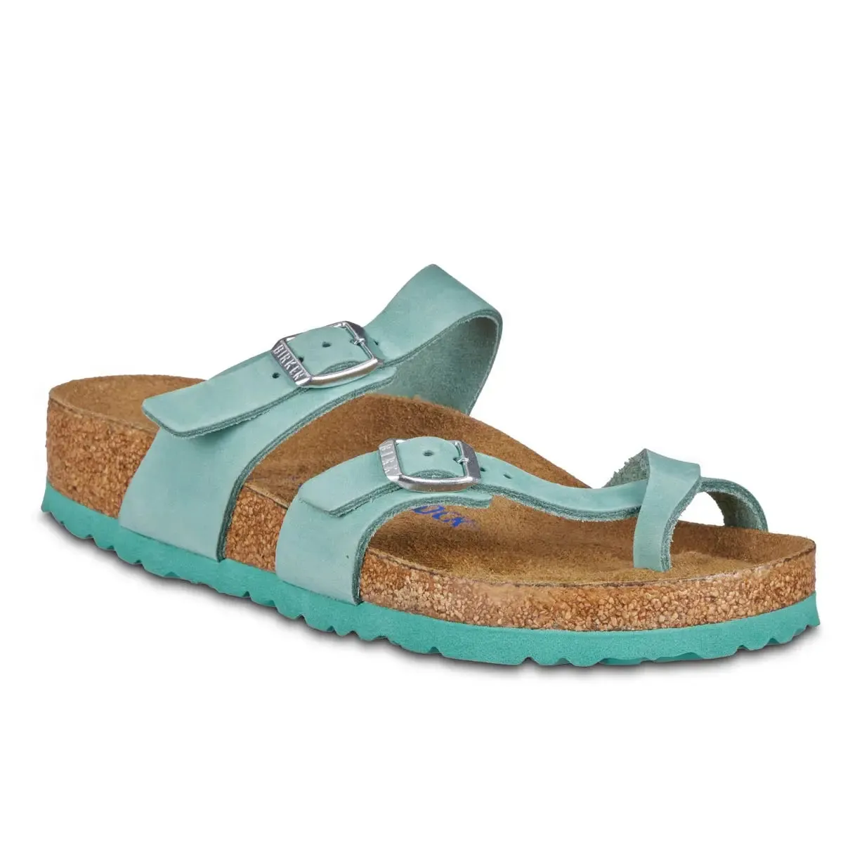 Birkenstock Women's Mayari Soft Footbed Nubuck Leather Beryl Sandals sold by Zulily