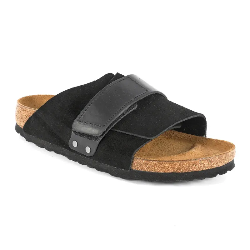 Birkenstock Kyoto Oiled Leather/Suede Leather Black Sandals sold by Zulily