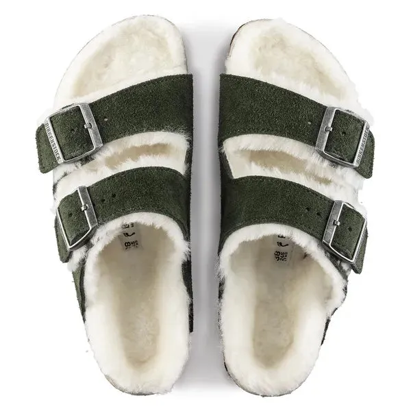 Birkenstock Arizona Shearling Suede Leather Mountain View Green Sandals sold by Zulily product image thumbnail 3