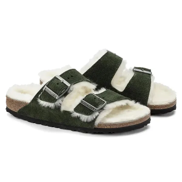 Birkenstock Arizona Shearling Suede Leather Mountain View Green Sandals sold by Zulily product image thumbnail 4