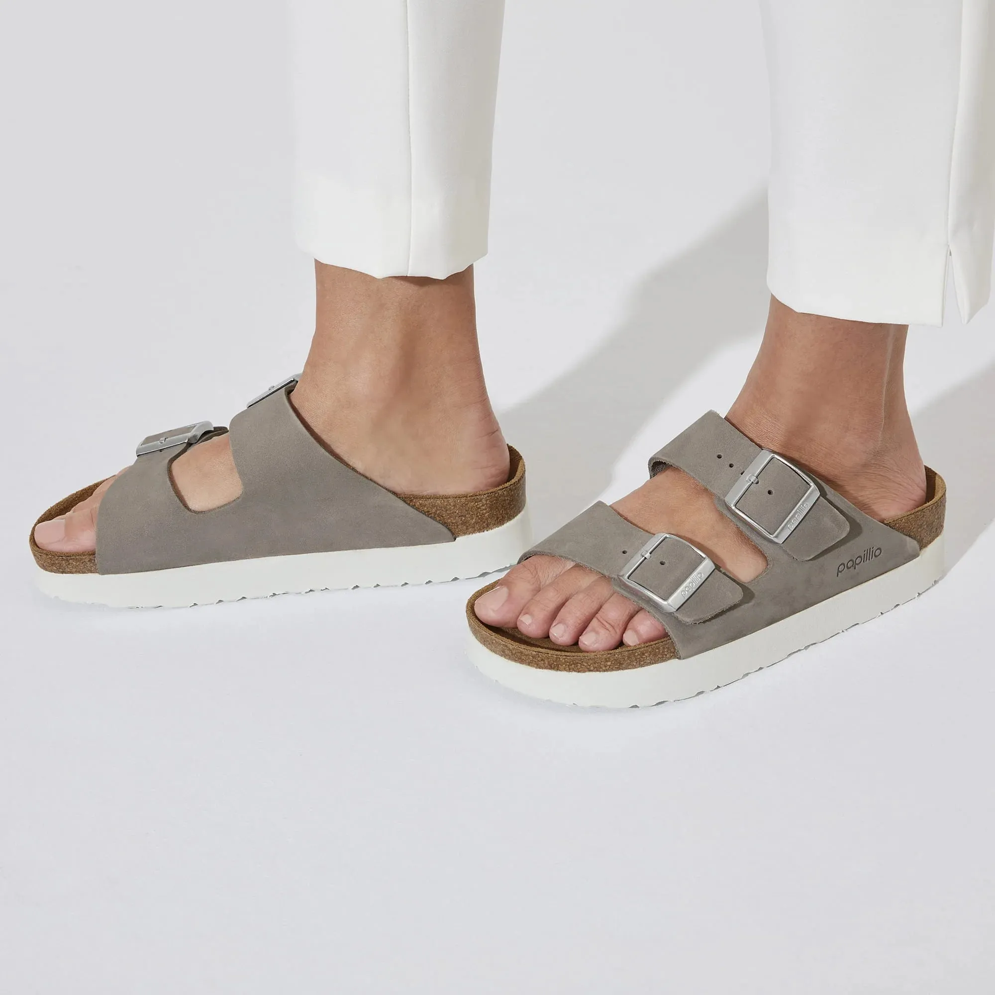 Birkenstock Women's Arizona Platform Nubuck Leather Dove Grey Sandals sold by Zulily product image thumbnail 4