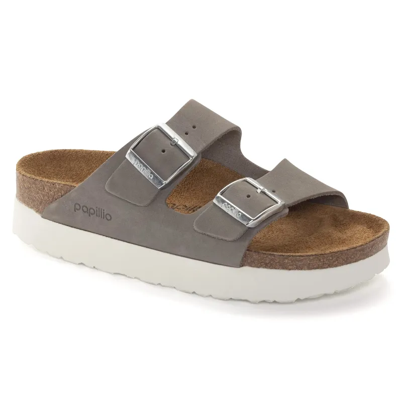 Birkenstock Women's Arizona Platform Nubuck Leather  Dove Grey Sandals sold by Zulily