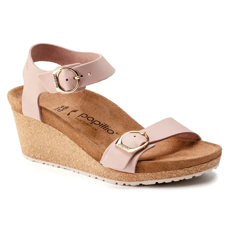 Birkenstock Women's Soley Papillio Nubuck Leather Wedge Soft Pink Sandals sold by Zulily