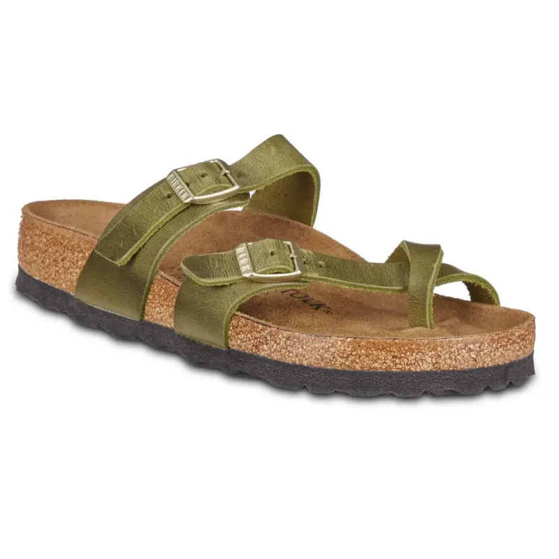 Birkenstock Women's Mayari Oiled Leather Olive Sandals sold by Zulily