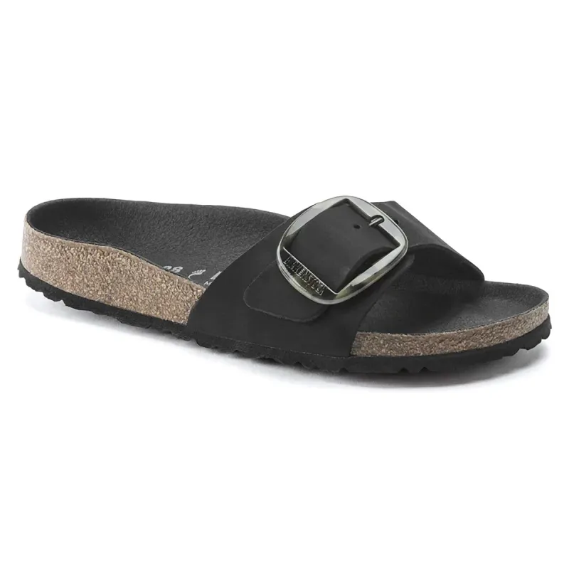 Birkenstock Madrid Big Buckle Nubuck Leather Black Sandals sold by Zulily