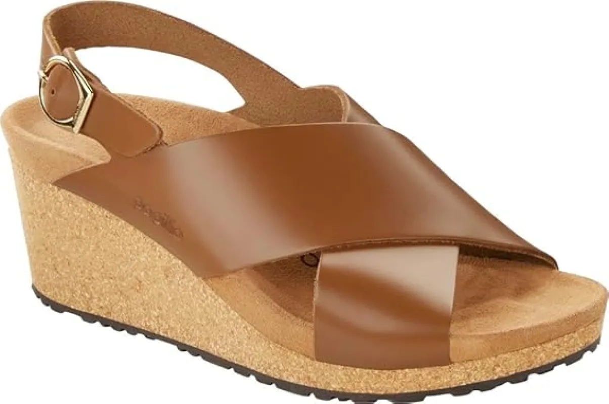 Birkenstock Women's Samira Leather Wedge Ginger Brown Sandals sold by Zulily