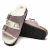 Birkenstock Arizona Shearling Suede Leather Soft Mauve Sandals sold by Zulily