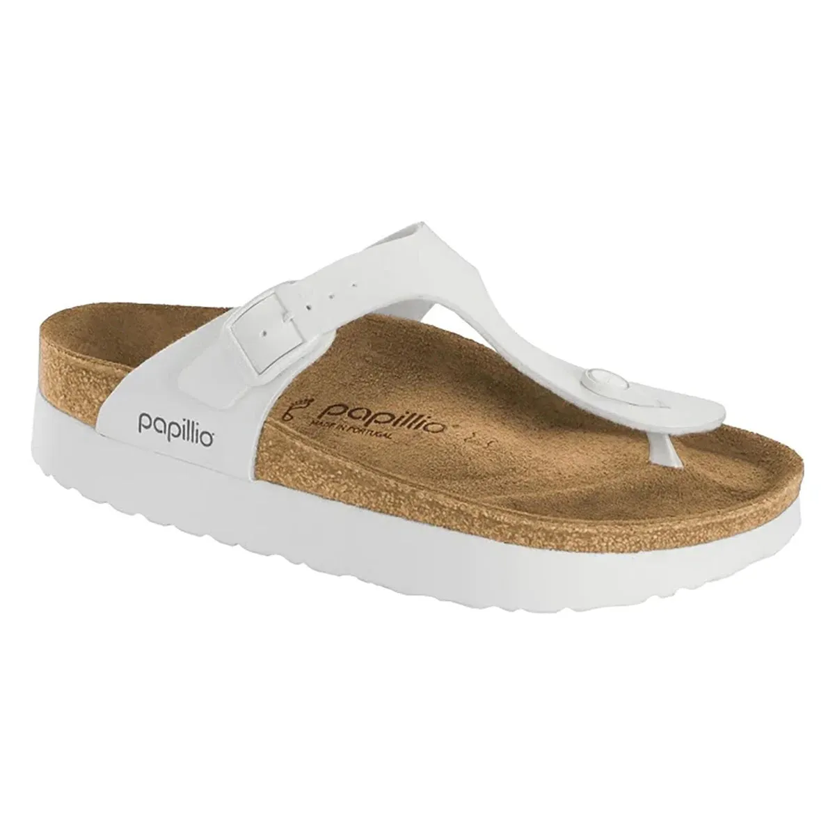 Birkenstock Gizeh Platform Birko-Flor White Sandals sold by Zulily