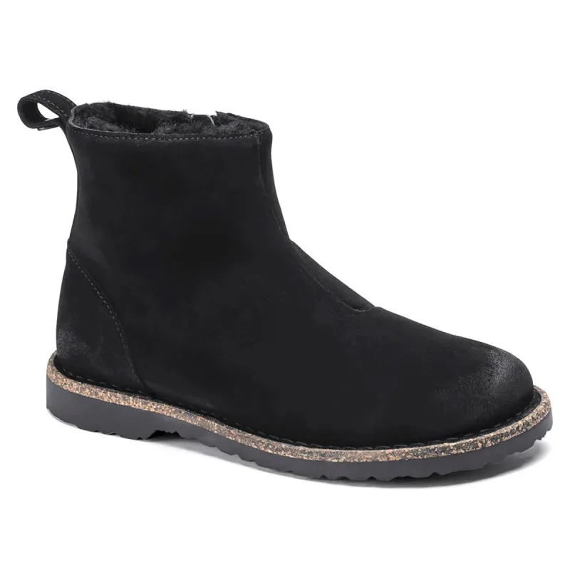 Birkenstock Women's Melrose Shearling Suede Leather Black Booties sold by Zulily