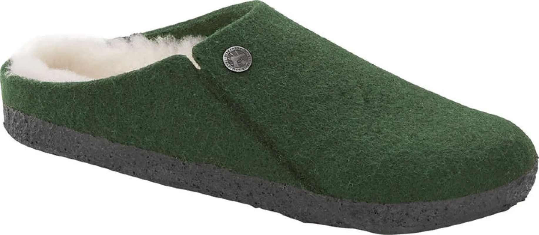 Birkenstock Women's Zermatt Rivet Felt Fur Forest Green Clogs sold by Zulily