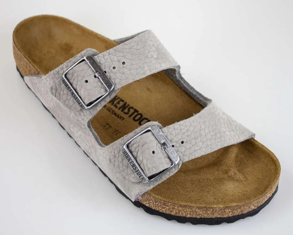 Birkenstock Arizona Nubuck Leather Desert Buck Whale Grey Sandals sold by Zulily