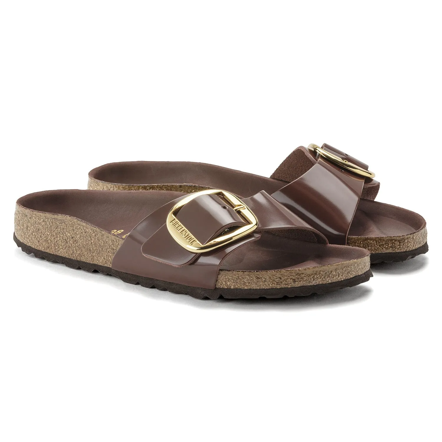 Birkenstock Madrid Big Buckle Natural Leather Patent Chocolate sold by Zulily product image thumbnail 4