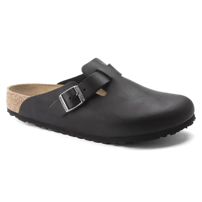 Birkenstock Boston Grip Leather Vintage Wood Black sold by Zulily