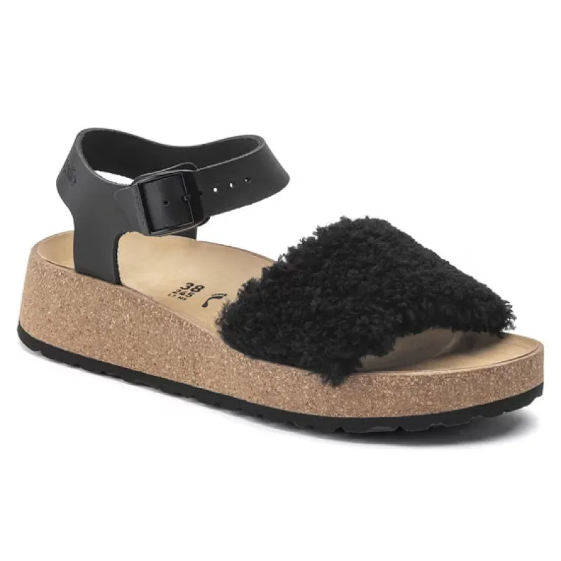 Birkenstock Glenda Natural Leather/ Shearling Teddy Black sold by Zulily