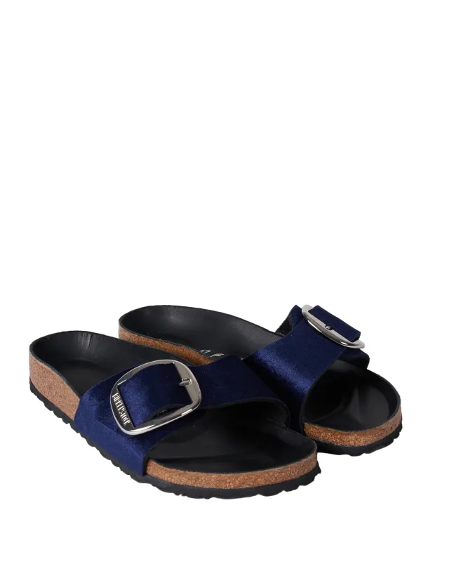 Birkenstock Madrid Big Buckle Velvet Midnight sold by Zulily