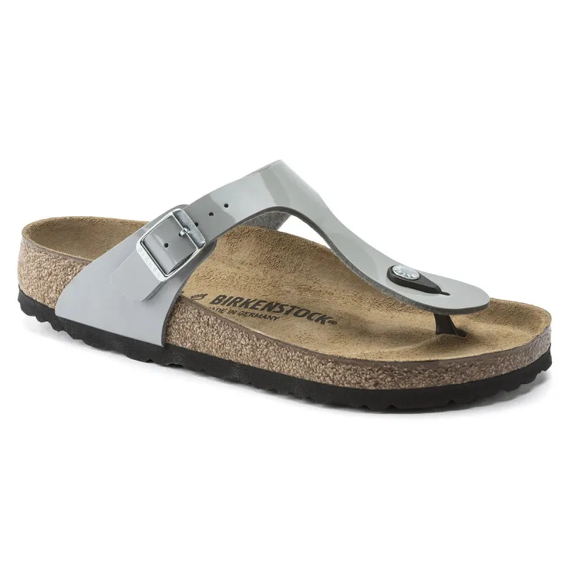 Birkenstock Gizeh Birko-Flor Patent Alloy sold by Zulily