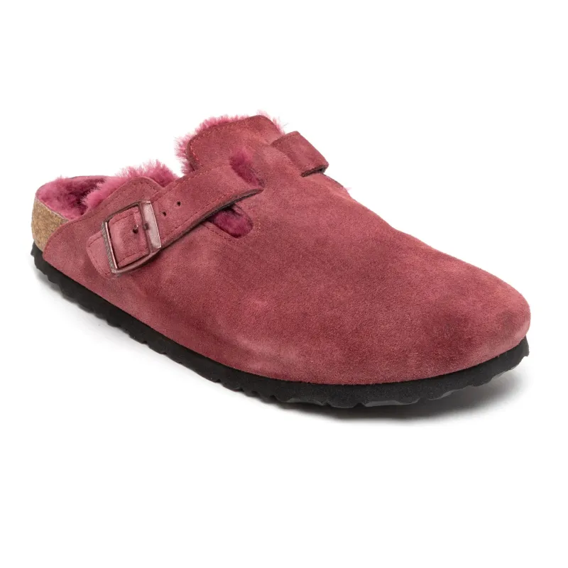 Birkenstock Boston Suede Leather Maroon sold by Zulily