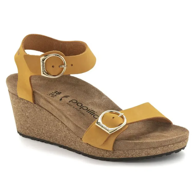 Birkenstock Soley Ring Buckle Nubuck Leather Apricot sold by Zulily