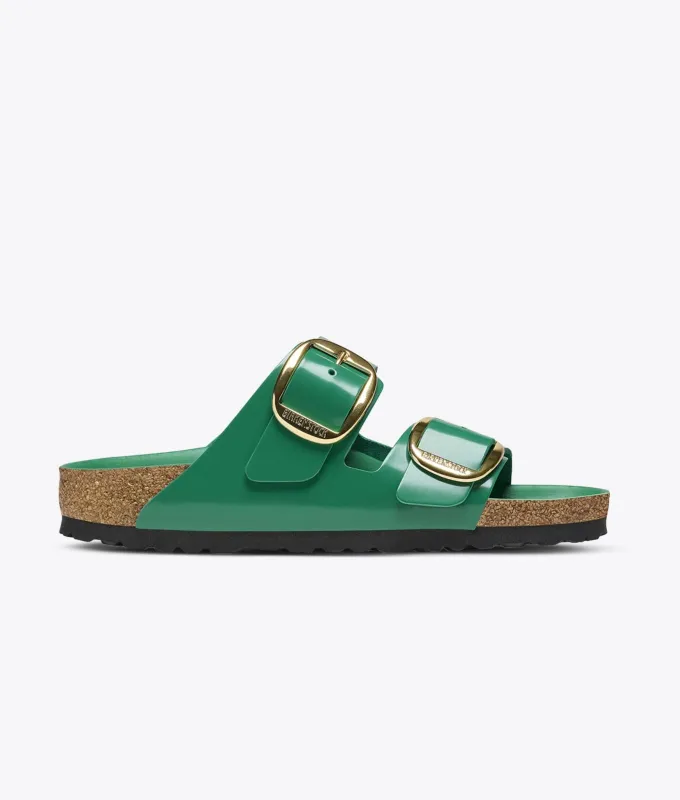 Birkenstock Arizona Big Buckle Natural Leather Patent High Shine Digital Green sold by Zulily
