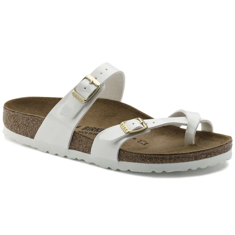 Birkenstock Mayari Birko Flor Patent White sold by Zulily