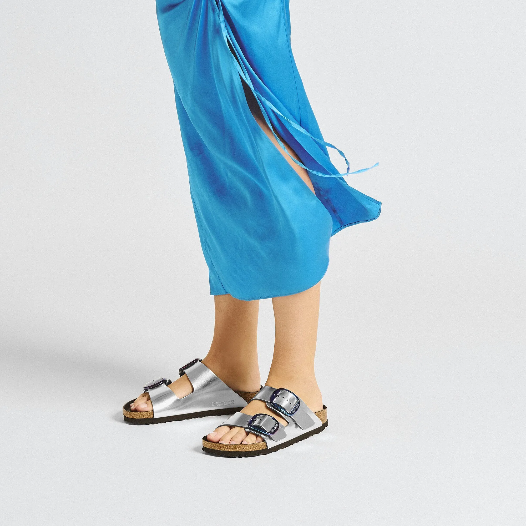 Birkenstock Arizona Big Buckle Natural Leather Metallic Silver sold by Zulily product image thumbnail 3