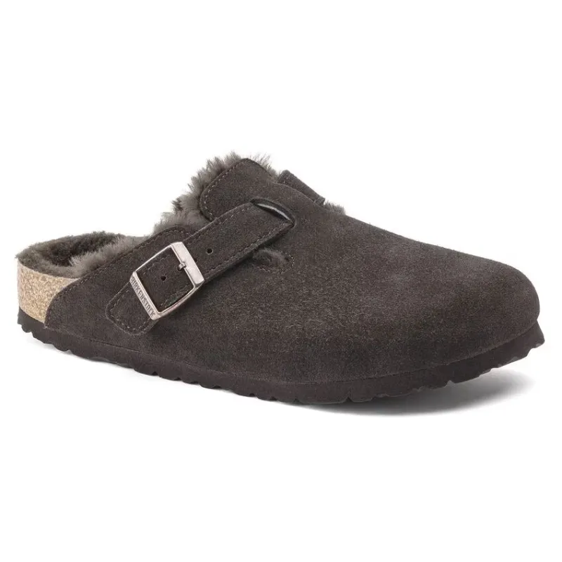 Birkenstock Boston Shearling Suede Leather Mocca sold by Zulily