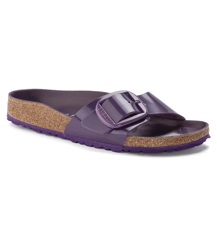 Birkenstock Madrid Big Buckle Natural Leather Patent Acai sold by Zulily
