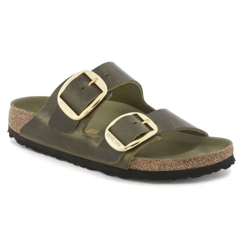 Birkenstock Arizona Big Buckle Oiled Leather Olive Green sold by Zulily