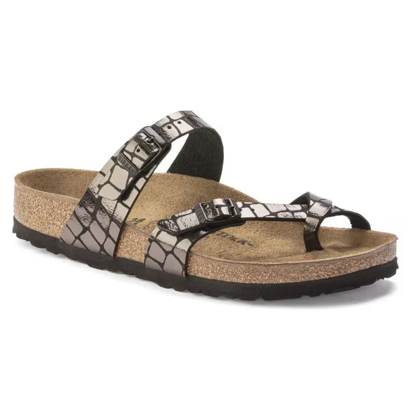 Birkenstock Mayari Mircrofiber Gator Gleam Black sold by Zulily