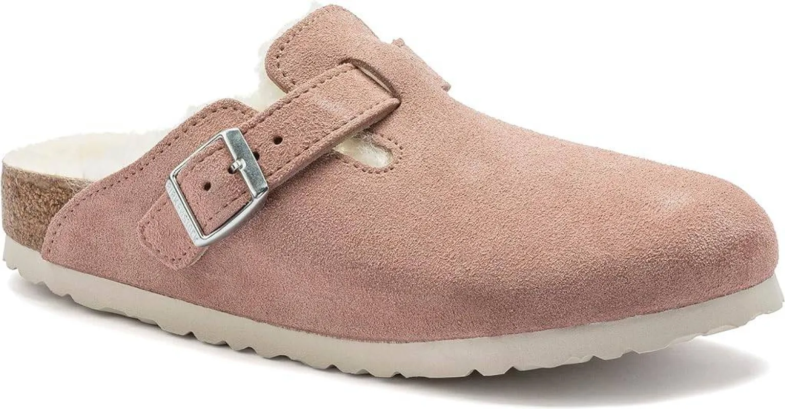 Birkenstock Boston Shearling Suede Leather Coated Pink Clay sold by Zulily