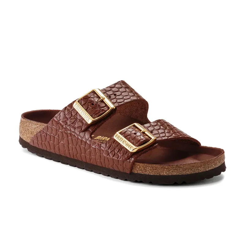 Birkenstock Arizona Reptile Leather Chocolate sold by Zulily