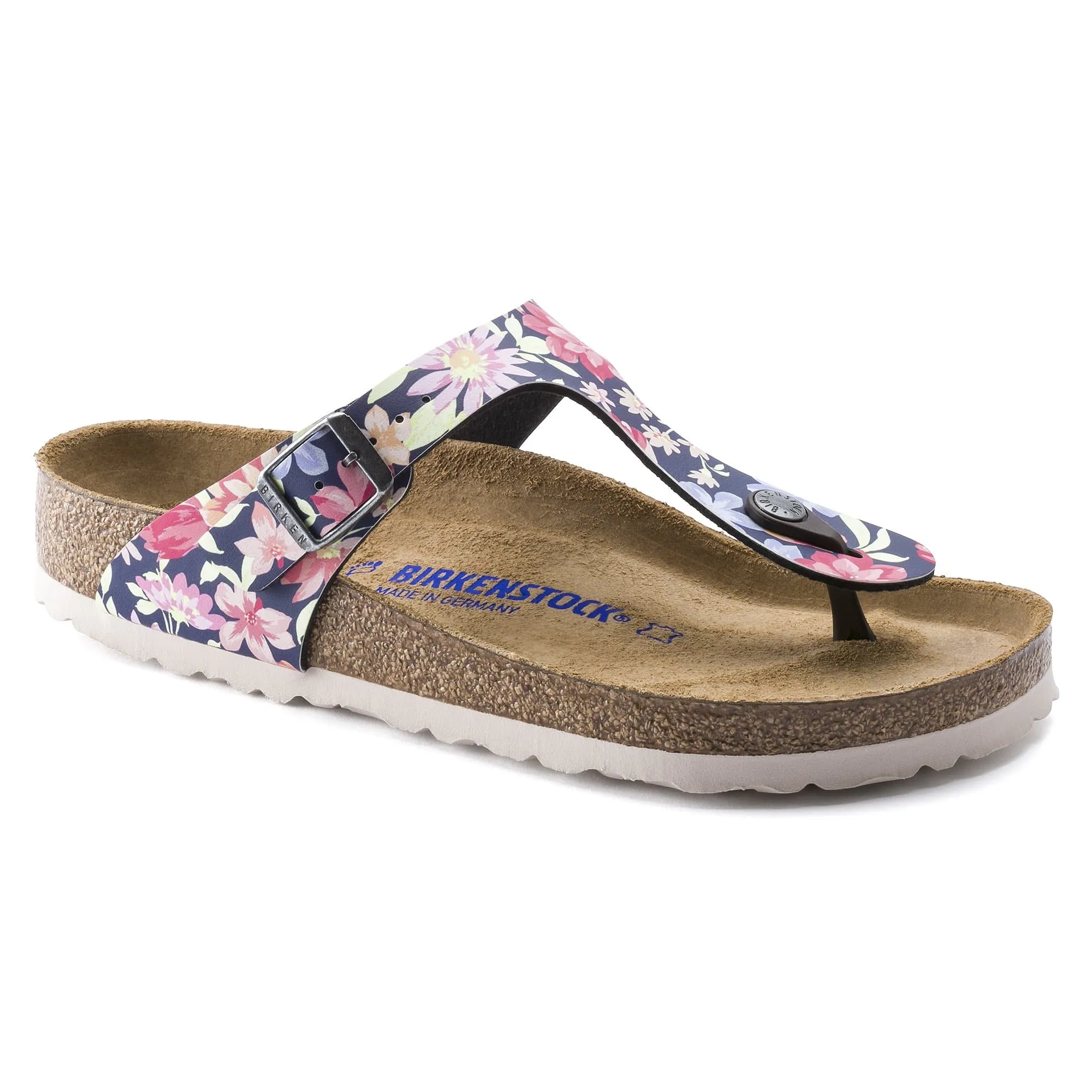 Birkenstock Gizeh Soft Footbed Birko-Flor Supernatural Flowers Navy sold by Zulily