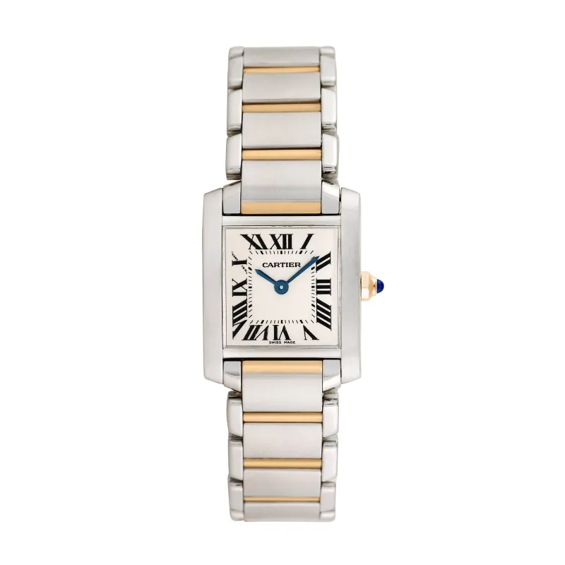 Pre-owned Cartier Women's Tank Francaise 25mm X 20mm 18K Yellow Gold and Stainless Steel Wristwatch - 2384 sold by Zulily