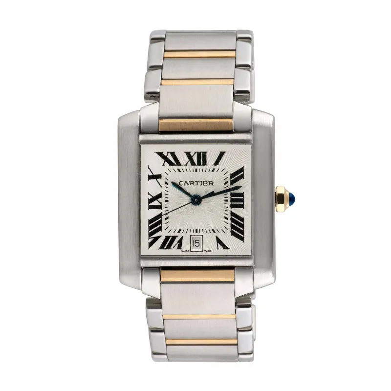 Pre-owned Cartier Men's Tank Francaise 32mm X 28mm 18K Yellow Gold and Stainless Steel Wristwatch - 2302 sold by Zulily