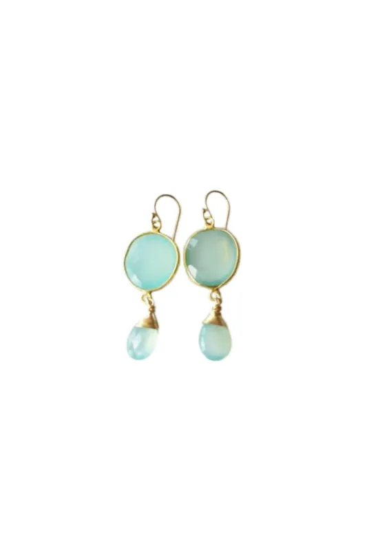 Victoria Ojai Earring in Chalcedony in Gold sold by Zulily