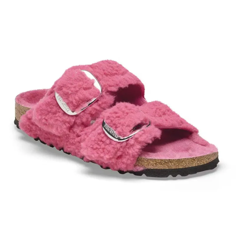 Birkenstock Arizona Big Buckle Shearling Fuchsia Tulip sold by Zulily