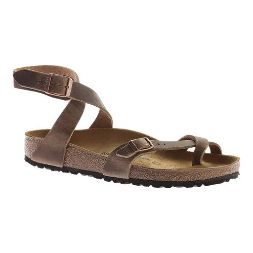 Birkenstock Yara Oiled Leather Tobacco sold by Zulily