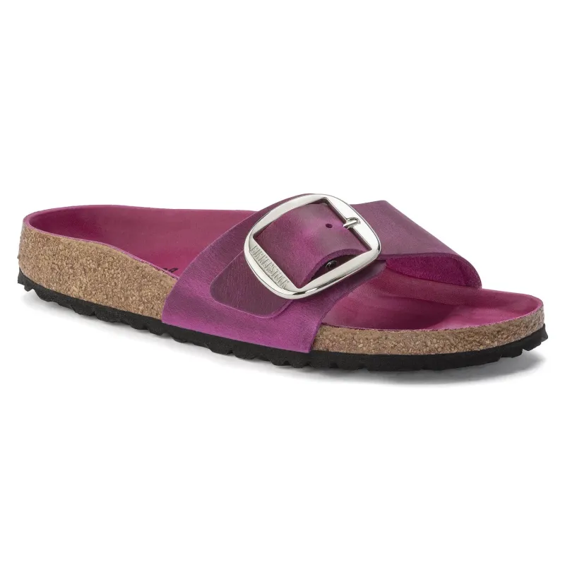 Birkenstock Madrid Big Buckle Natural Oiled Leather Festival Fuchsia sold by Zulily