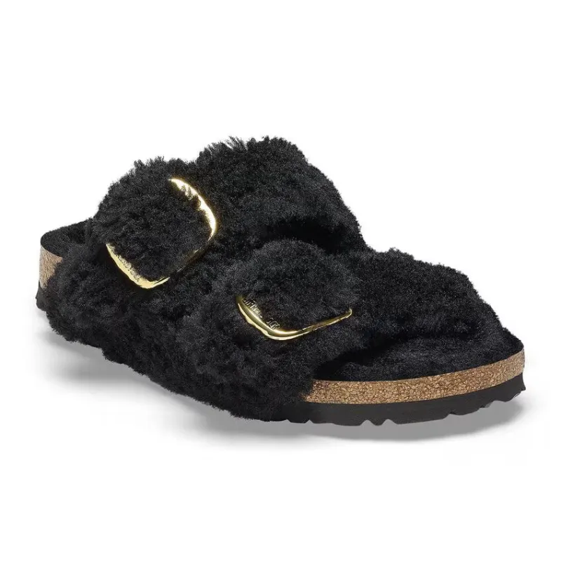 Birkenstock Arizona Big Buckle Shearling Black Gold sold by Zulily