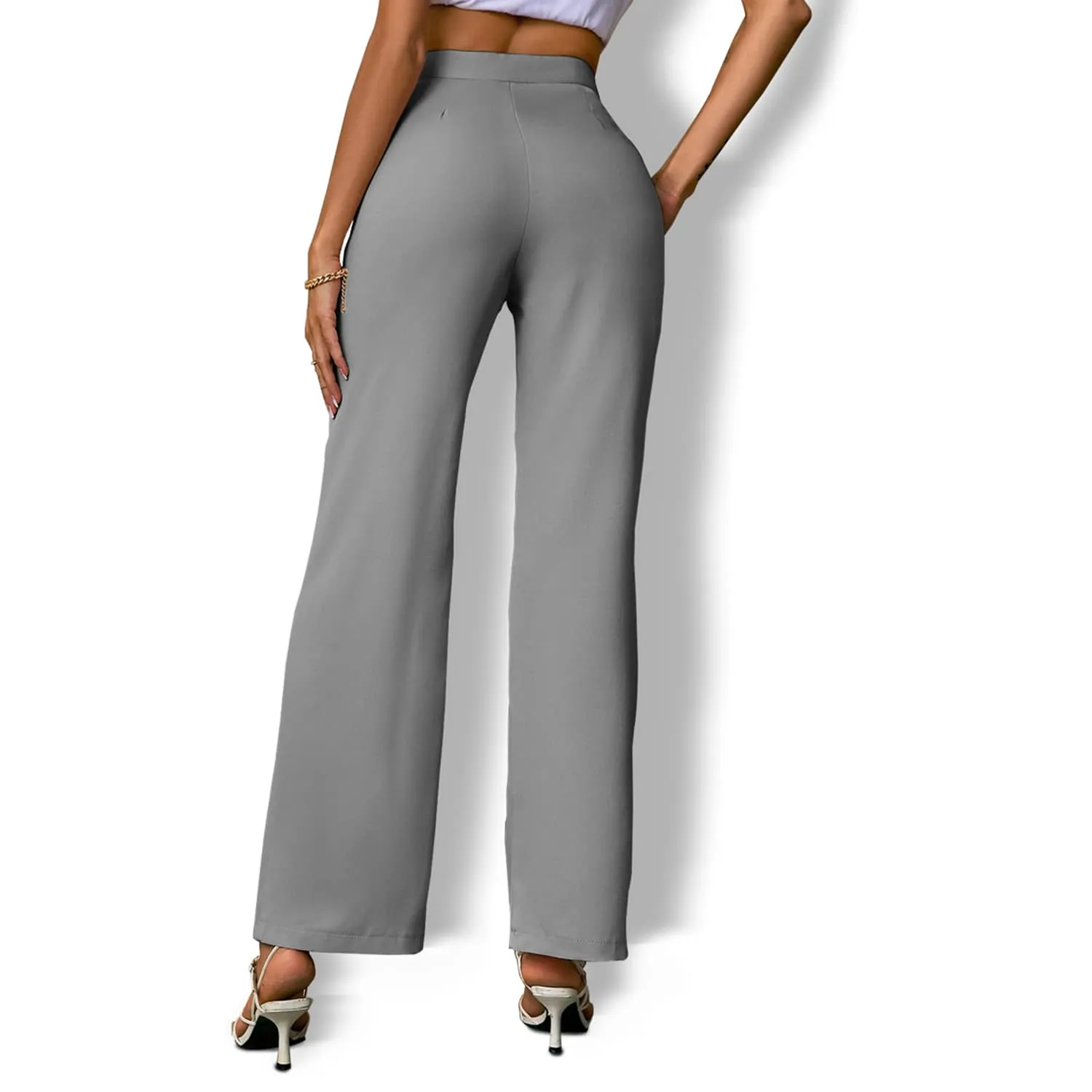 Grey Elastic Waist Bootcut Pants sold by Zulily product image thumbnail 2
