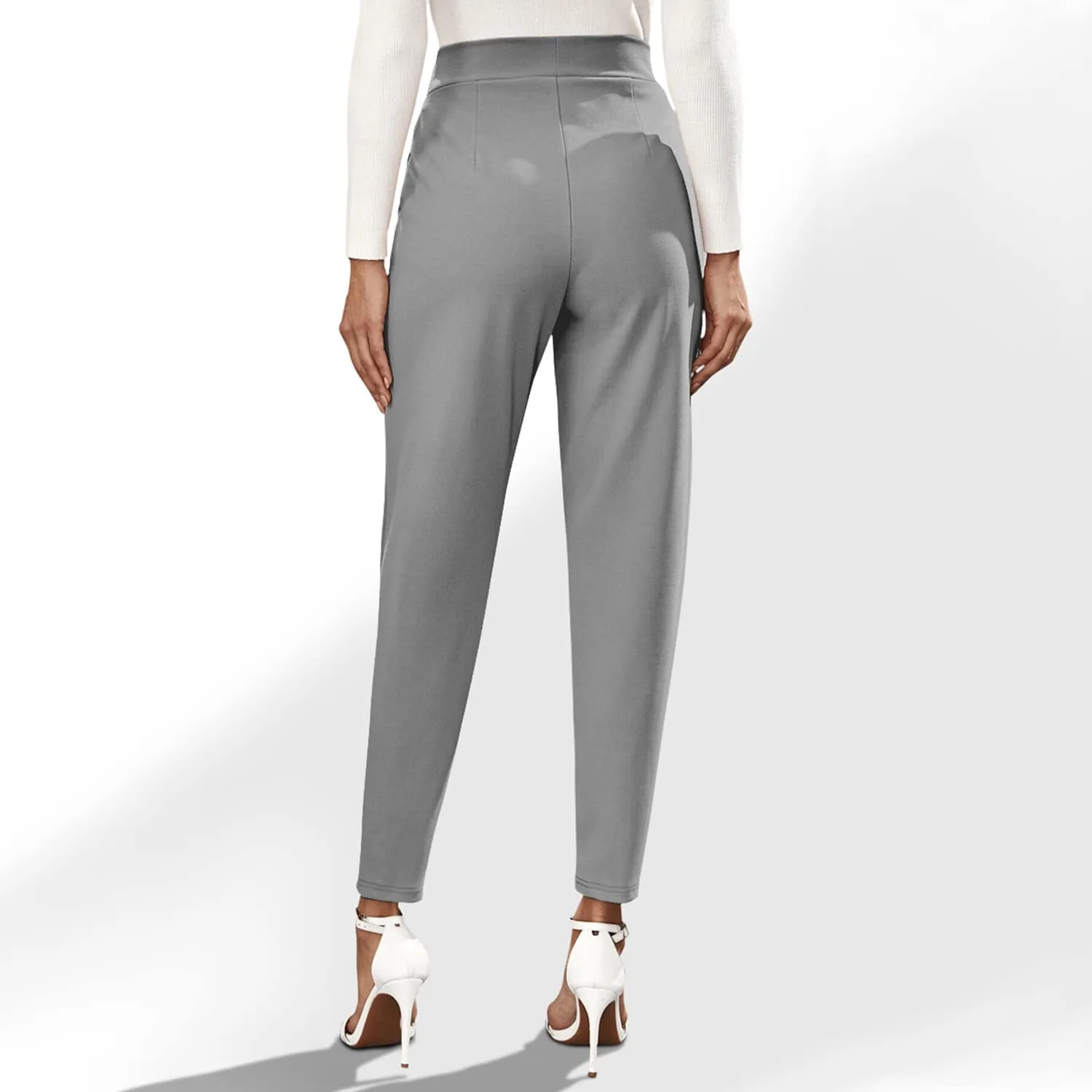 Grey Pocketed High Waist Straight Pants sold by Zulily product image thumbnail 2
